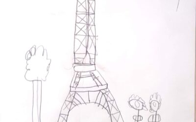 Senior Infants drew the Eiffel Tower after learning about France