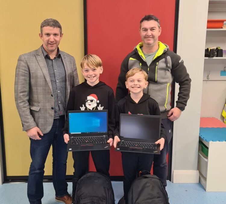 Regeneron donate two refurbished Laptops to Killoughteen NS